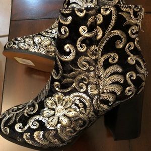 Ankle boots with gold & silver sequins- Size 7